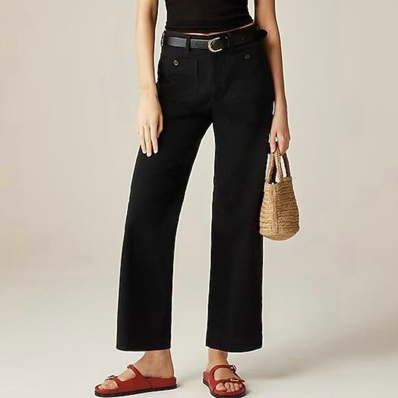NWT J.Crew Sailor Slim Wide-Leg Patch Pocket Stretch Chino Pant In Black Size 32 - Picture 1 of 9